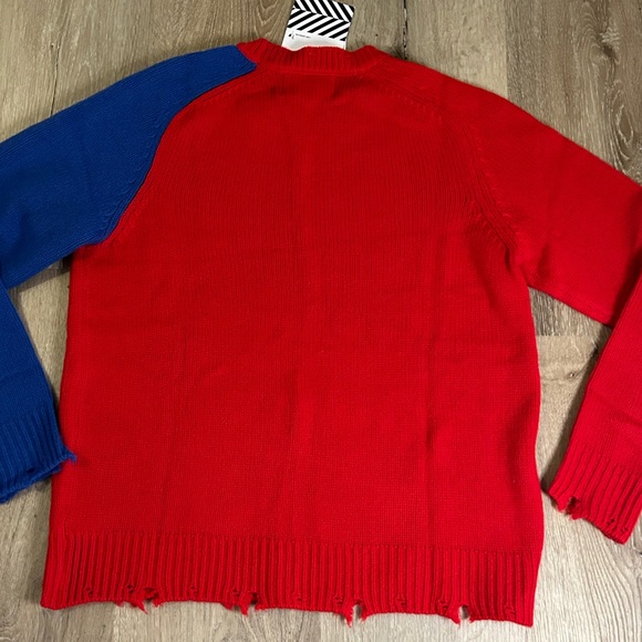 Free People x Sandrine Rose Wool / Cashmere Red & Blue Sweater NWT - Picture 9 of 10